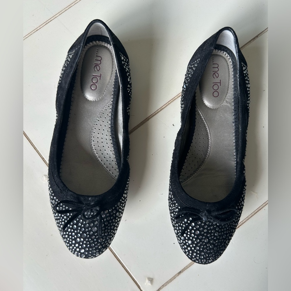 Me Too Black Flats with Rhinestone Embellishments